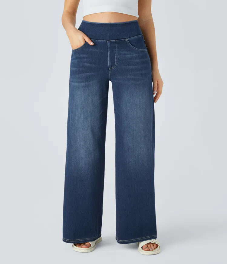 🔥This month's best-selling products💕Quinn Super Stretch High-Waisted Wide Leg Jeans