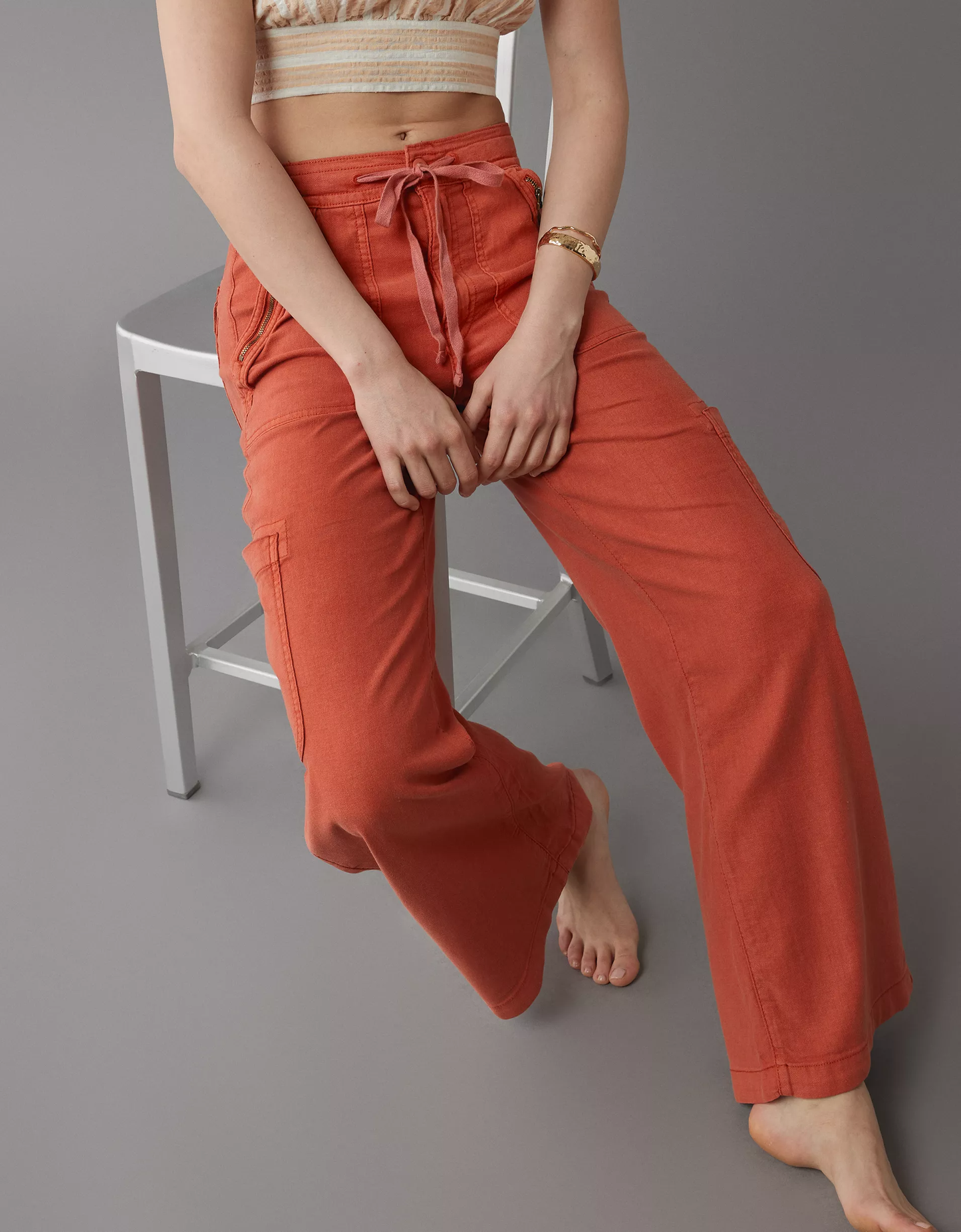 🤣Last day! 💥Special sale - Linen-Blend Wide-Leg Cargo Pant