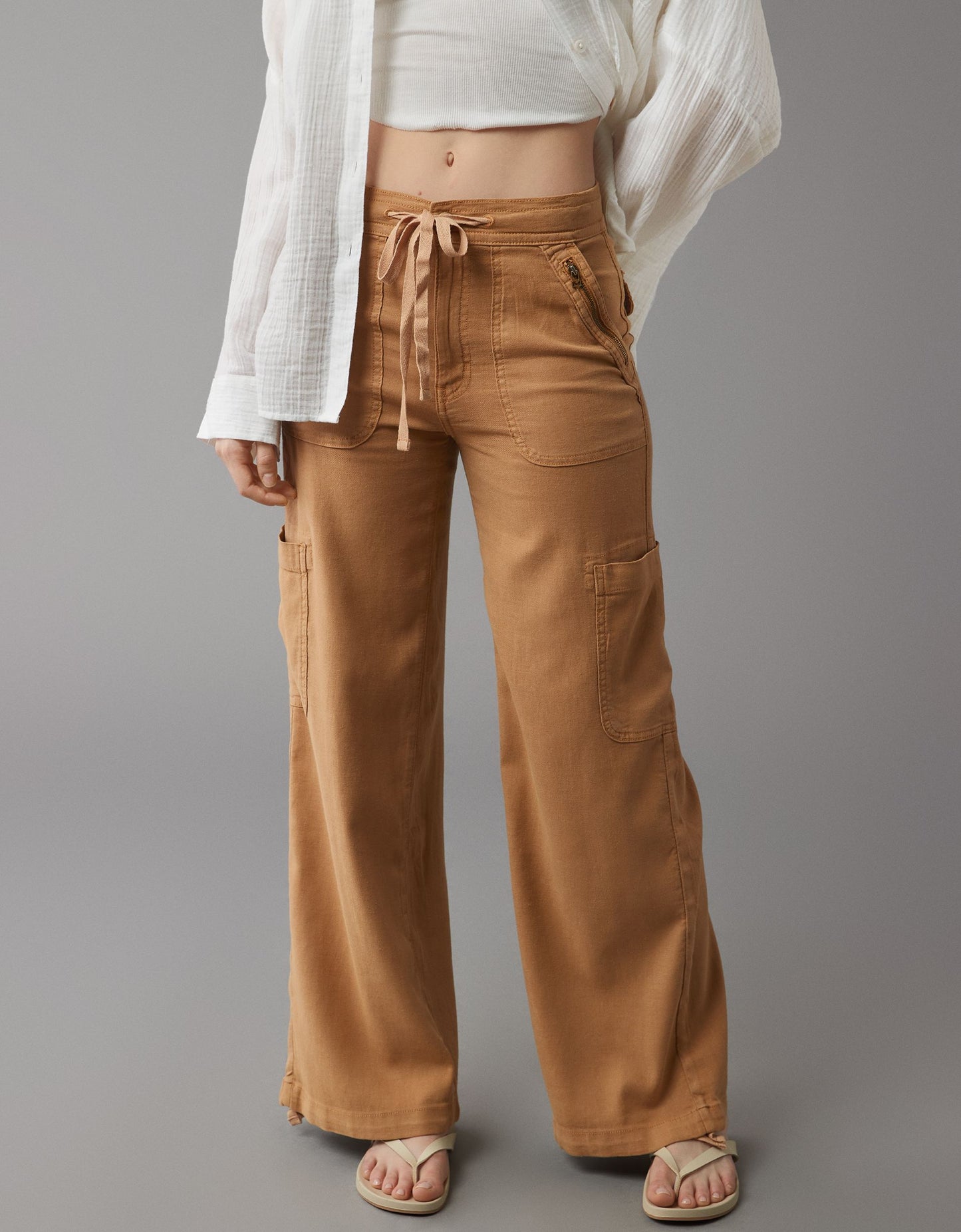 🤣Last day! 💥Special sale - Linen-Blend Wide-Leg Cargo Pant