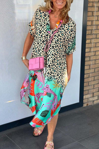 🔥LAST DAY 58% OFF🔥🔥Women's Casual Leopard Print Short Sleeve Dress