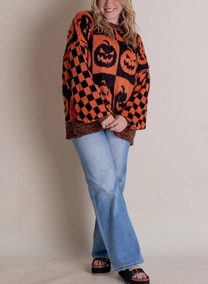 💥Special sale - Women's Halloween Checkered Sweater