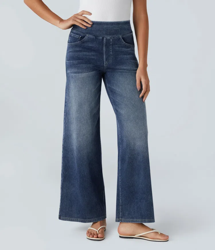 🔥This month's best-selling products💕Quinn Super Stretch High-Waisted Wide Leg Jeans