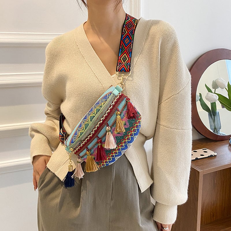 🔥Hot Sale-49% OFF🔥Colorful Woven Waist/Shoulder Bag