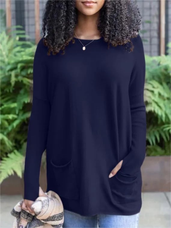 ✨This month's best-selling products💥LONG SLEEVE THUMBHOLE SWEATER POCKET TUNIC