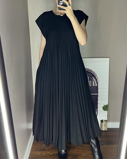 🔥Hot sale 49% OFF🔥Women Pleated Simple Solid Colour Dress