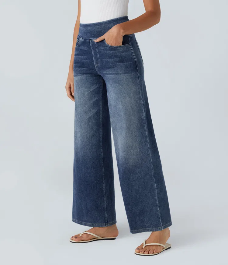 🔥This month's best-selling products💕Quinn Super Stretch High-Waisted Wide Leg Jeans