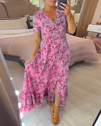 🔥LAST DAY 69% OFF🔥🔥Floral print v-neck dress