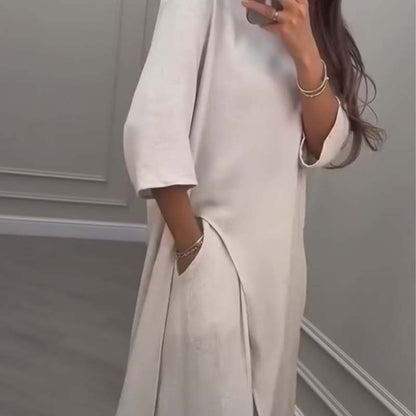 💖🔥Limited time offer, last day 55% off💕Solid Color Irregular Top & Wide-Leg Pants 2-PCS Set