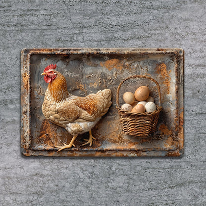 💥Special sale - Vintage Chicken & Fresh Eggs Metal Sign - Rustic Wall Decor