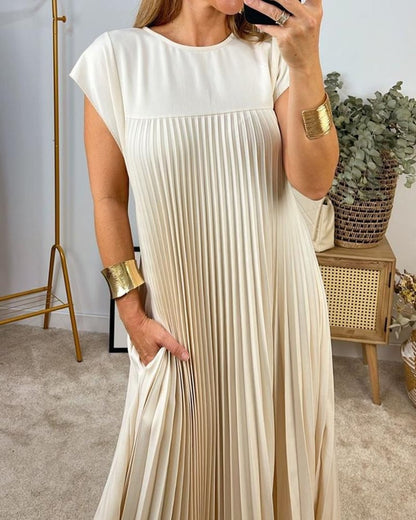 🔥Hot sale 49% OFF🔥Women Pleated Simple Solid Colour Dress
