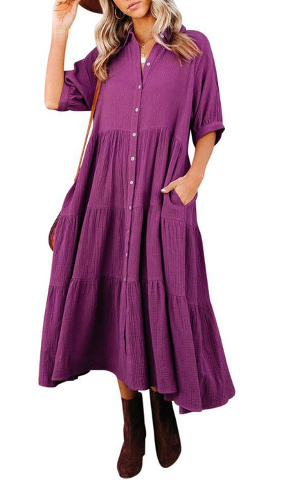 🔥LAST DAY 62% OFF🔥🔥Summer Cotton Half Sleeves Midi Dress with Pockets