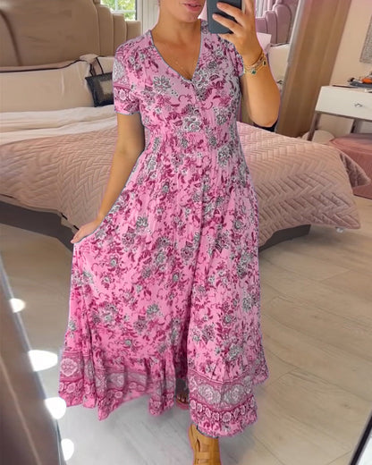 🔥LAST DAY 69% OFF🔥🔥Floral print v-neck dress