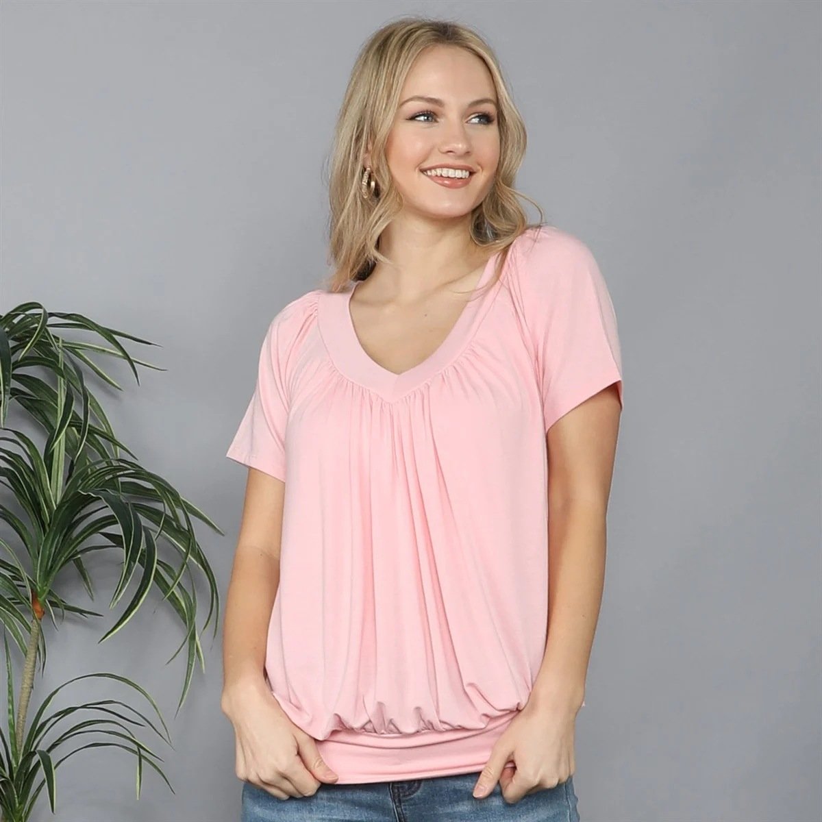 💃Huge Sale 53% OFF🔥Solid Color Pleat Design T-shirt Top