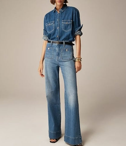 🔥LAST DAY 49% OFF🔥🔥Wide-leg sailor jeans with tummy control