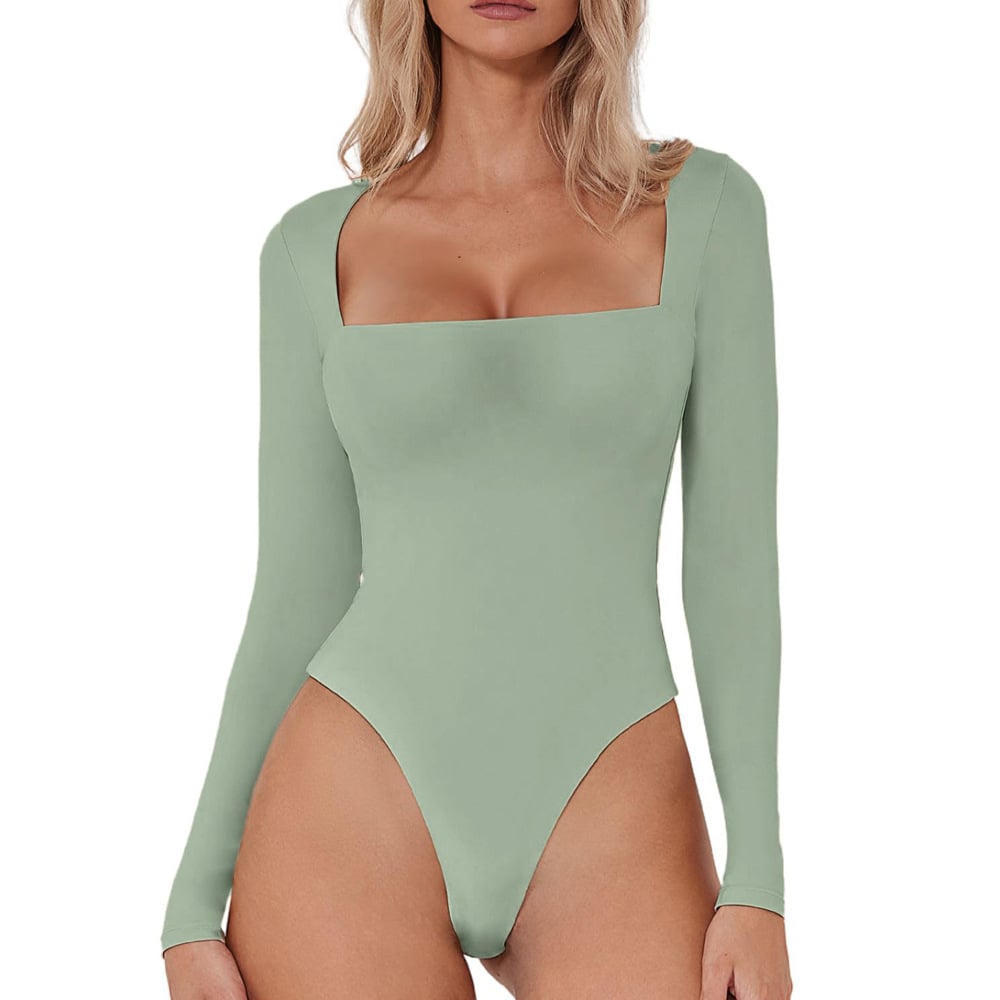 💥This month's best-selling products💕Square Neck Long Sleeve Bodysuit