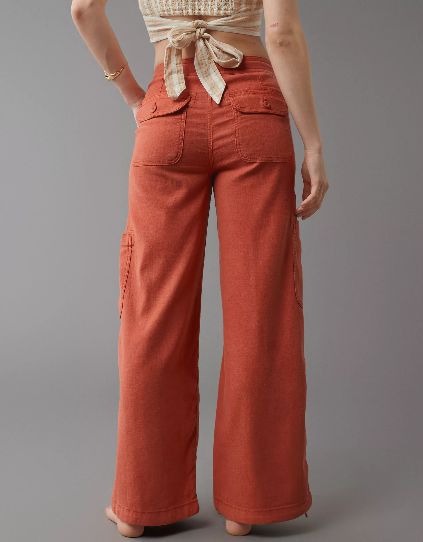 🤣Last day! 💥Special sale - Linen-Blend Wide-Leg Cargo Pant