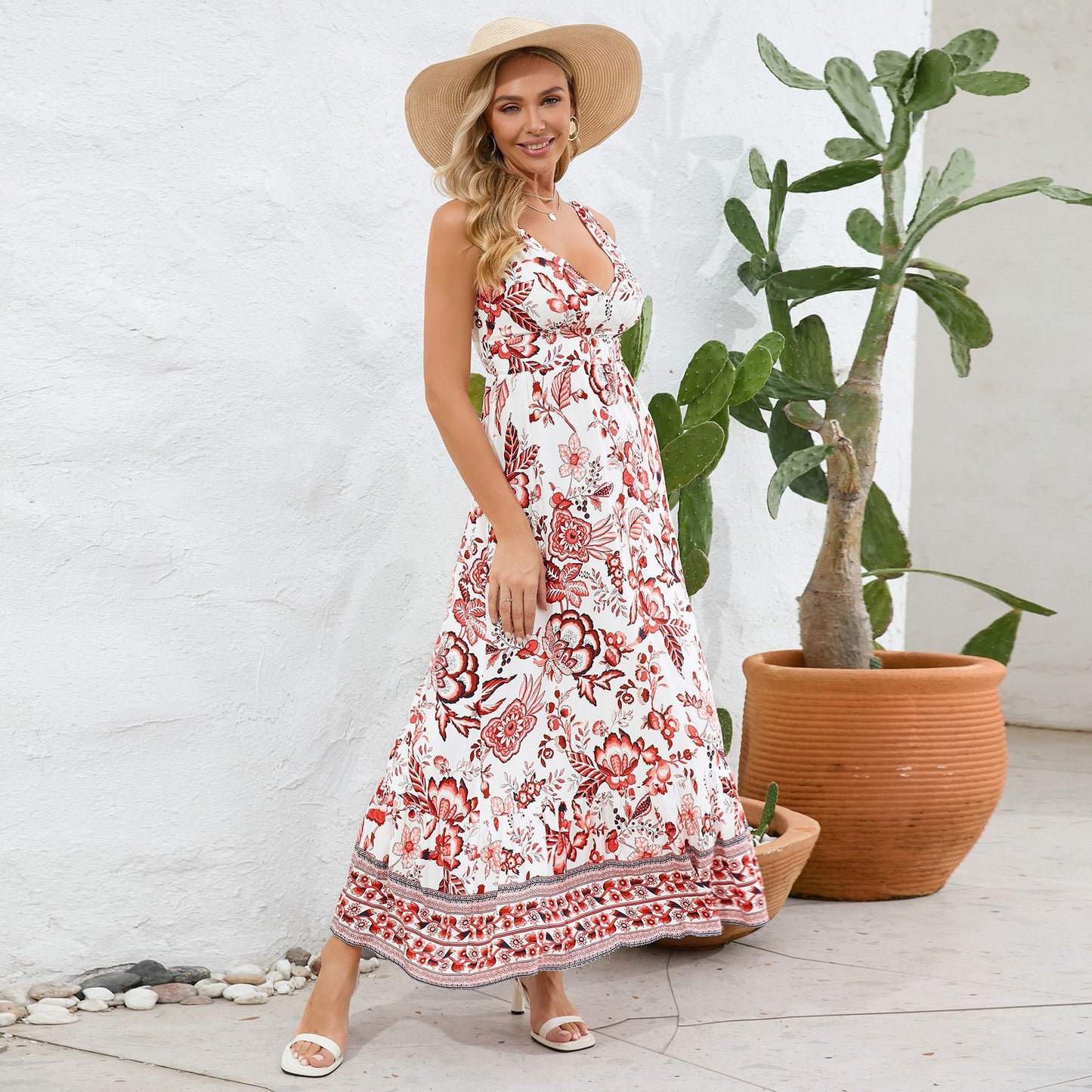 🔥Most popular🎁Vintage Floral Print Summer Maxi Dress