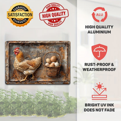 💥Special sale - Vintage Chicken & Fresh Eggs Metal Sign - Rustic Wall Decor