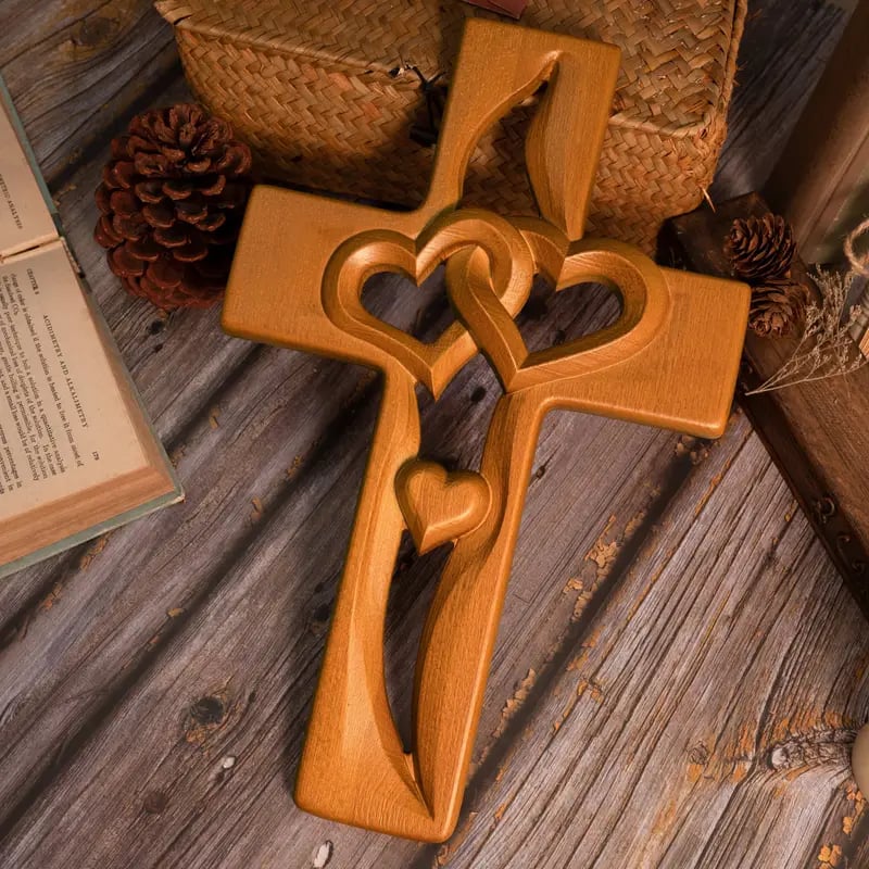 🔥LAST DAY 49% OFF ✝️Intertwined Heart Wooden Cross(6.3*9.8 in)