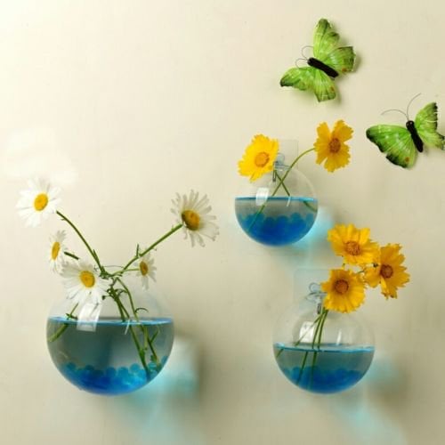 💥Special sale - Glass Oblate Globe Plants Containers Wall Mount Clear Flower Vase