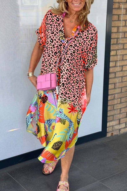 🔥LAST DAY 58% OFF🔥🔥Women's Casual Leopard Print Short Sleeve Dress