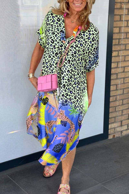 🔥LAST DAY 58% OFF🔥🔥Women's Casual Leopard Print Short Sleeve Dress