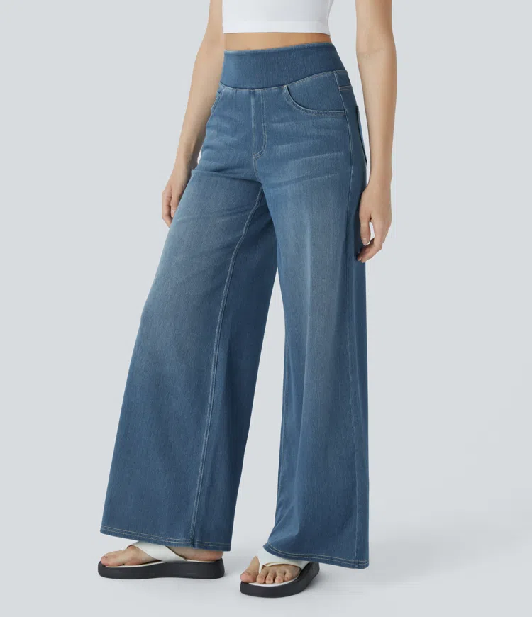 🔥This month's best-selling products💕Quinn Super Stretch High-Waisted Wide Leg Jeans