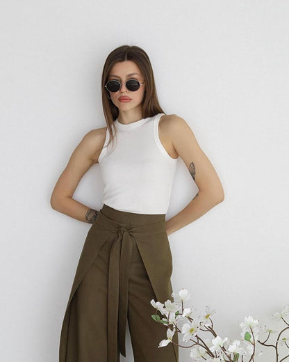 🔥This month's best-selling products🔥Women's Solid Color Strappy Trousers