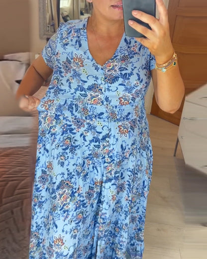 🔥LAST DAY 69% OFF🔥🔥Floral print v-neck dress