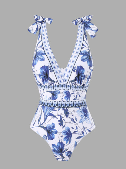 💖🔥Limited Time Hot Sale🌺blue and white porcelain swimsuit wrap skirt suits
