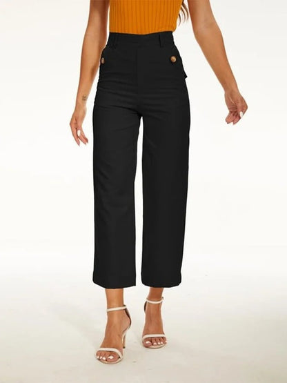 🔥Last Day 48% OFF🔥Tummy Control Twill Cropped Wide Leg Pant