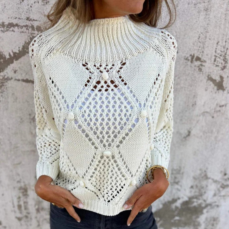 🔥This month's best-selling products💕Hollow-out Knitted Round Neck Sweater