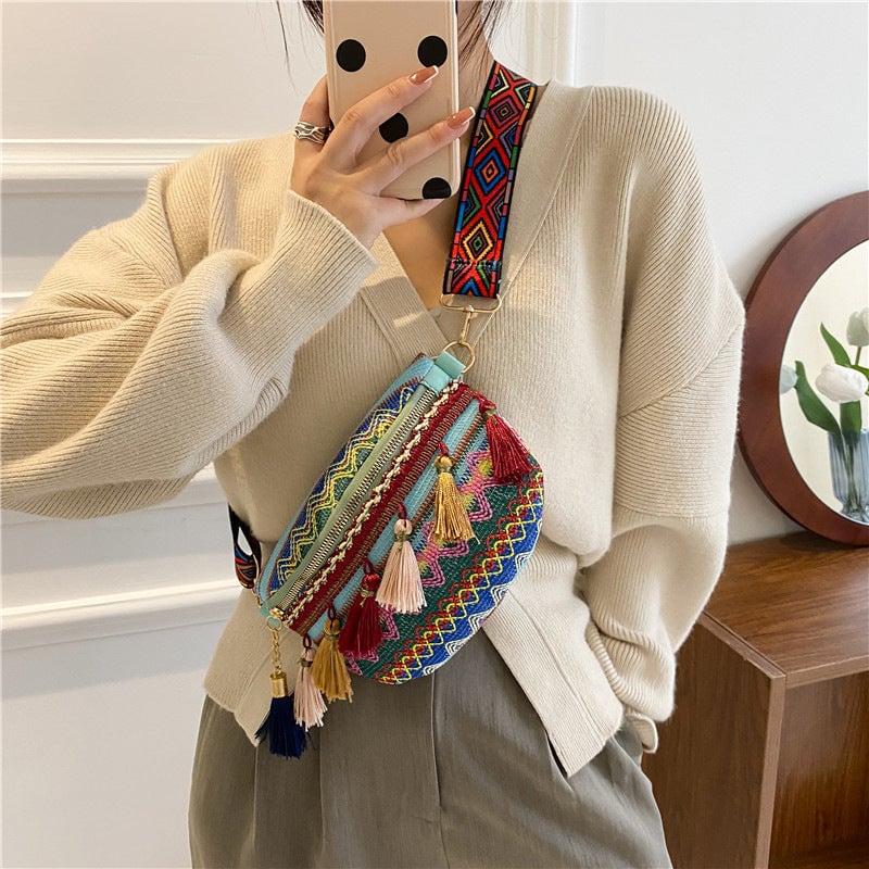 🔥Hot Sale-49% OFF🔥Colorful Woven Waist/Shoulder Bag