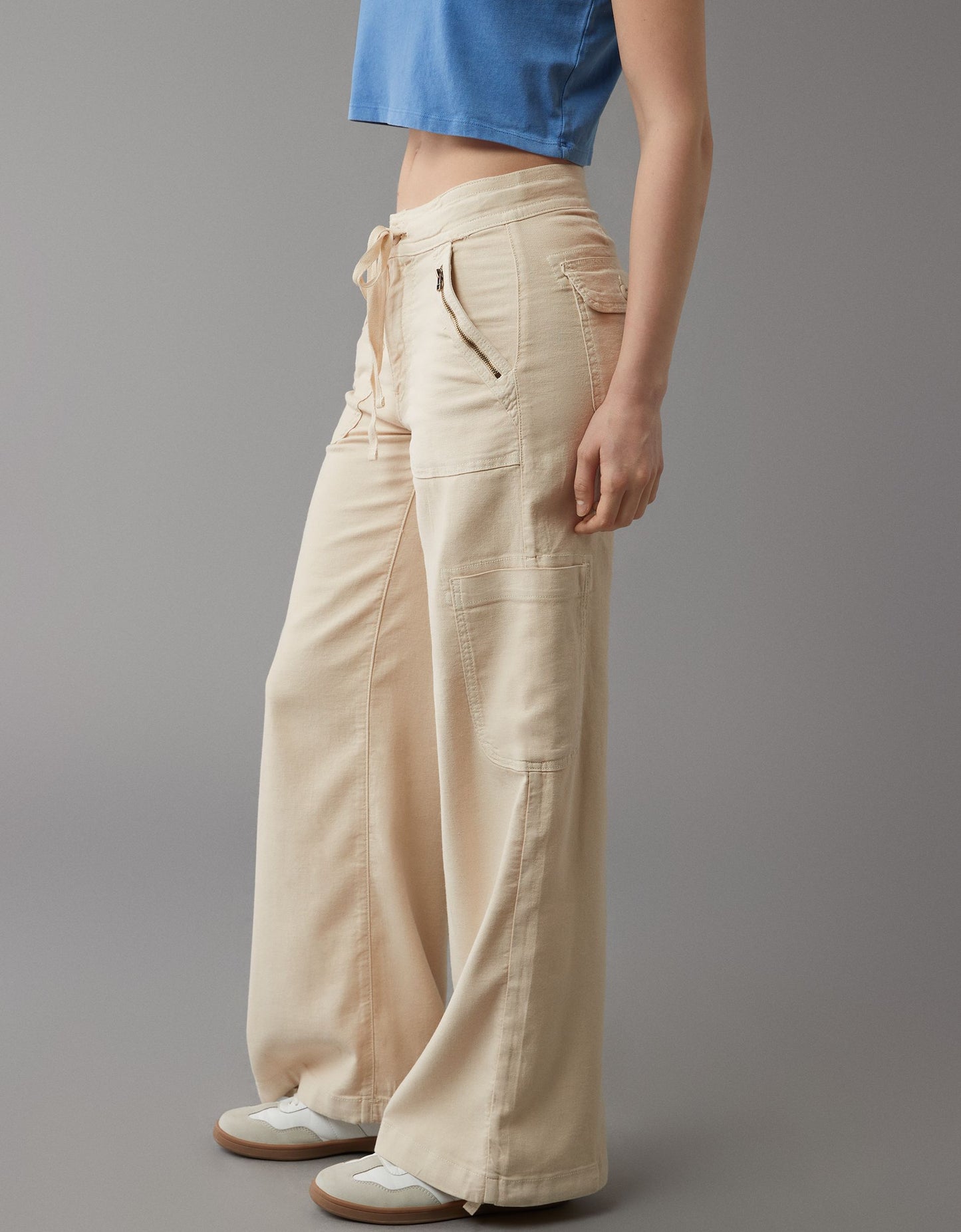 🤣Last day! 💥Special sale - Linen-Blend Wide-Leg Cargo Pant