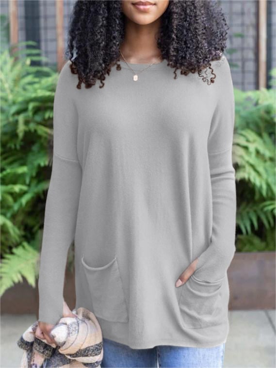 ✨This month's best-selling products💥LONG SLEEVE THUMBHOLE SWEATER POCKET TUNIC