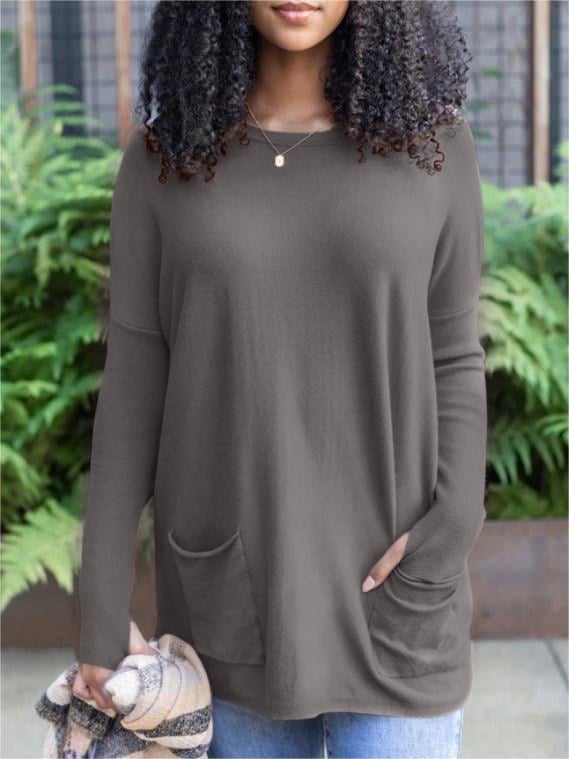 ✨This month's best-selling products💥LONG SLEEVE THUMBHOLE SWEATER POCKET TUNIC