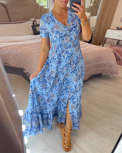 🔥LAST DAY 69% OFF🔥🔥Floral print v-neck dress