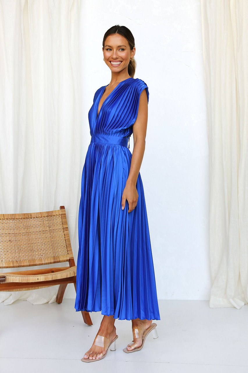 🎁Huge Sale -52% OFF💖Draped V-Neck Pleated Skirt Dress