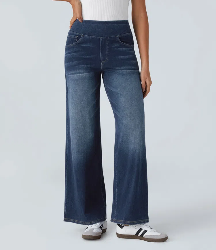 🔥This month's best-selling products💕Quinn Super Stretch High-Waisted Wide Leg Jeans