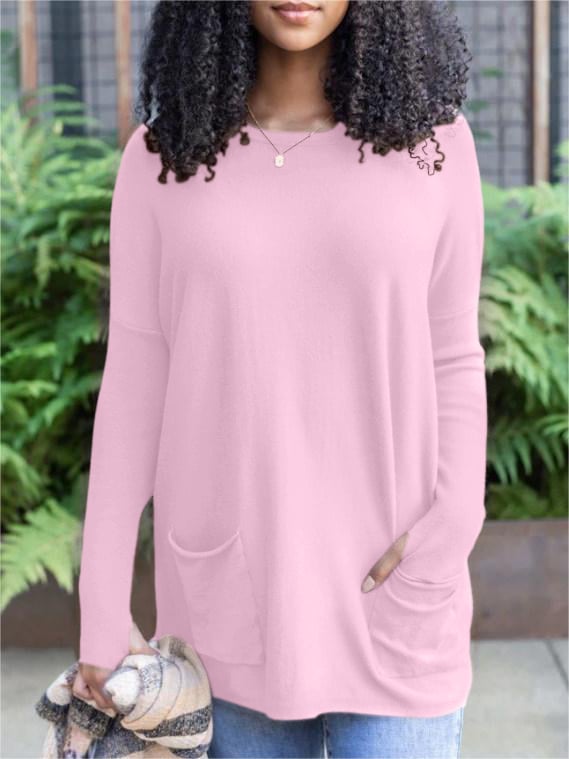 ✨This month's best-selling products💥LONG SLEEVE THUMBHOLE SWEATER POCKET TUNIC