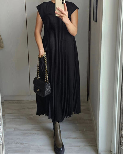 🔥Hot sale 49% OFF🔥Women Pleated Simple Solid Colour Dress