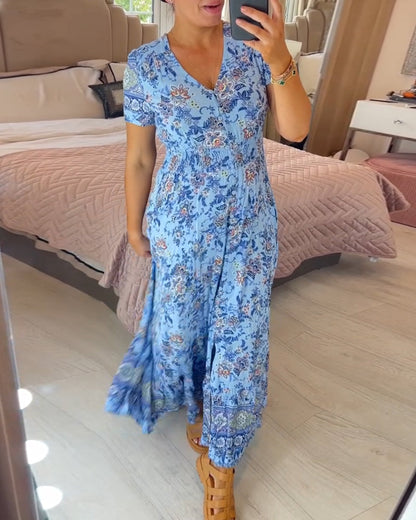 🔥LAST DAY 69% OFF🔥🔥Floral print v-neck dress