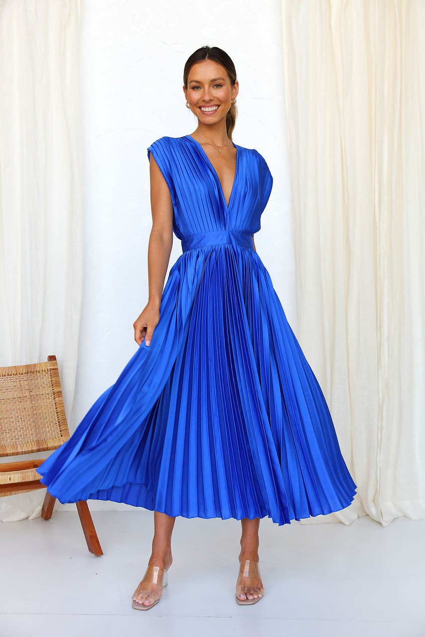 🎁Huge Sale -52% OFF💖Draped V-Neck Pleated Skirt Dress