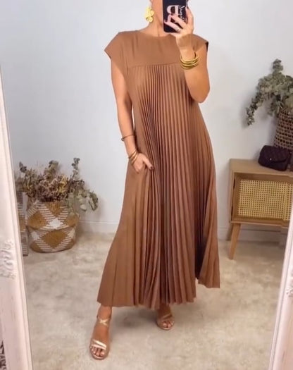 🔥Hot sale 49% OFF🔥Women Pleated Simple Solid Colour Dress