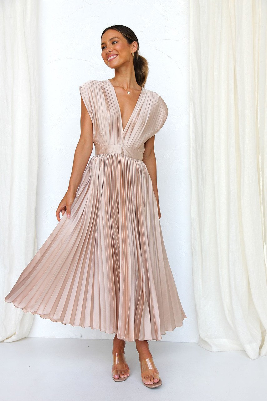 🎁Huge Sale -52% OFF💖Draped V-Neck Pleated Skirt Dress