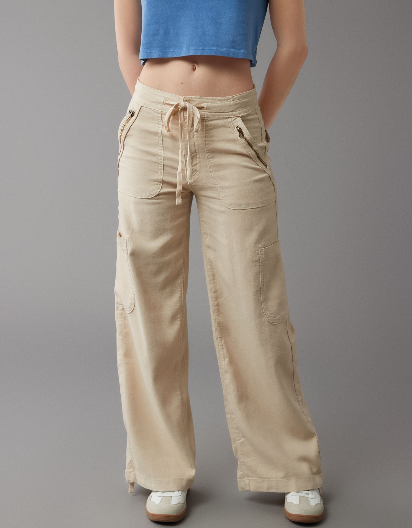 🤣Last day! 💥Special sale - Linen-Blend Wide-Leg Cargo Pant