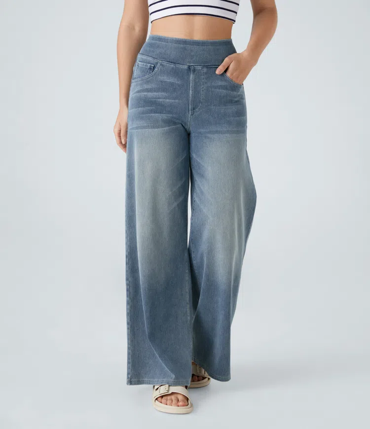 🔥This month's best-selling products💕Quinn Super Stretch High-Waisted Wide Leg Jeans