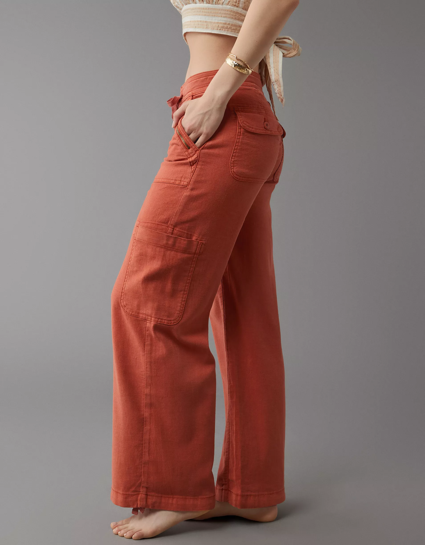 🤣Last day! 💥Special sale - Linen-Blend Wide-Leg Cargo Pant