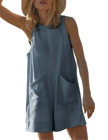 💥Special sale - Women's Casual Jumpsuit Stretch Sleeveless Shorts Jumpsuit