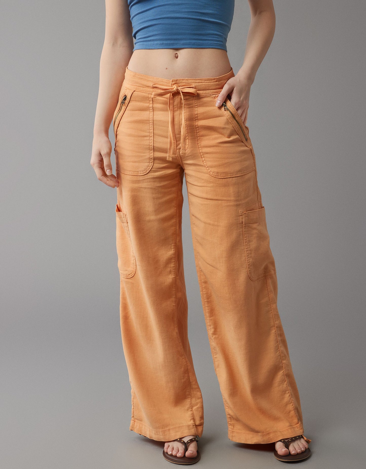 🤣Last day! 💥Special sale - Linen-Blend Wide-Leg Cargo Pant